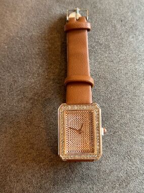 Chestnut brown and crystal embellished lady’s watch